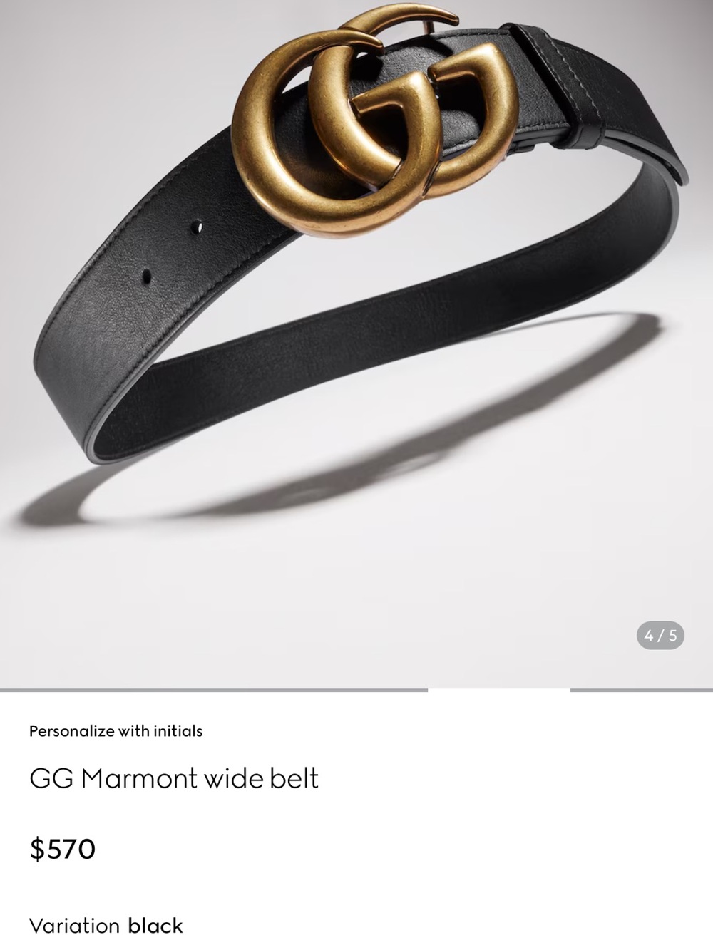 Gucci Black Leather Belt with Antique Gold Double G Buckle - Picture 8 of 9